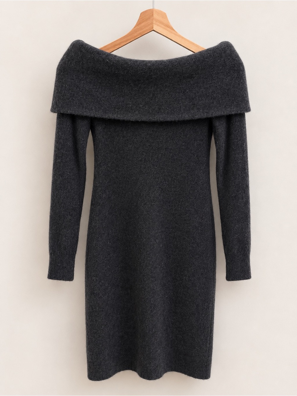 Club Monaco Charcoal Off-the-Shoulder Knit Dress
